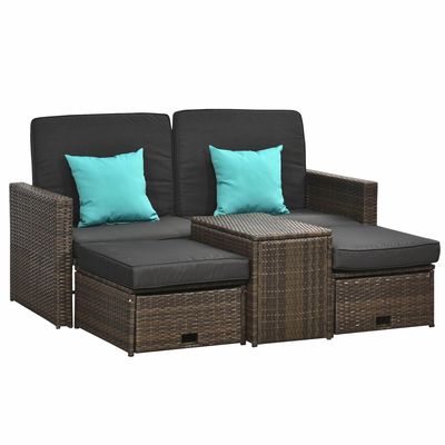 AJUNION 5 Piece Outdoor PE Rattan Furniture Set with Corner Chair Weight Capacity 352lbs