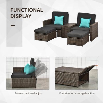 AJUNION 5 Piece Outdoor PE Rattan Furniture Set with Corner Chair Weight Capacity 352lbs