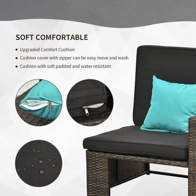 AJUNION 5 Piece Outdoor PE Rattan Furniture Set with Corner Chair Weight Capacity 352lbs