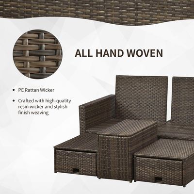 AJUNION 5 Piece Outdoor PE Rattan Furniture Set with Corner Chair Weight Capacity 352lbs