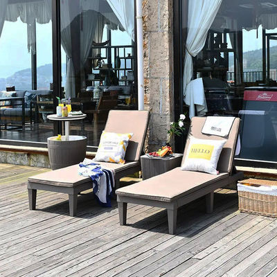 Modern Outdoor Beach Patio Hotel Sun Lounger Chair with Cushion and Stackable Design