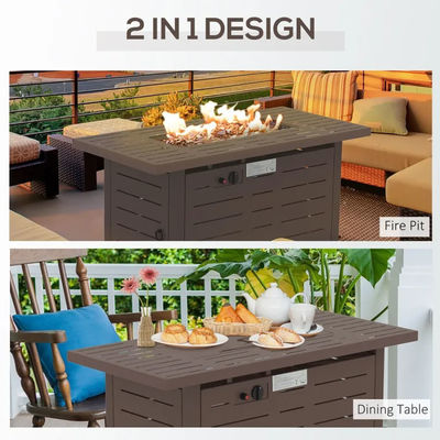 Stocked Outdoor Indoor Patio Garden Rectangular Propane Gas Fire Pit Table Smokeless