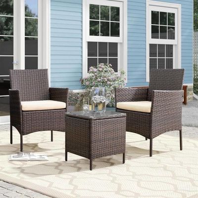 Leisure Outdoor AJUNION PE Rattan Patio Furniture Set for Balcony Poolside Garden