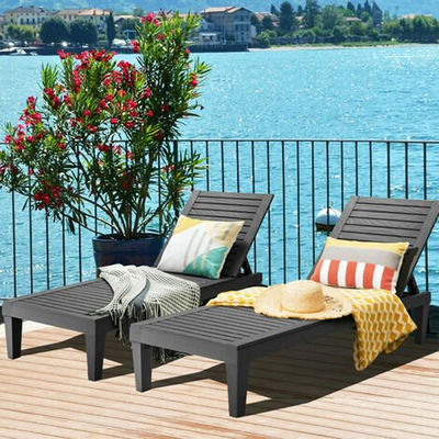 Outdoor Furniture Sun Bed for Swimming Pool Plastic Stackable Chaise Lounge Chair