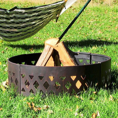Outdoor Patio Backyard Garden Bonfire Camping Fire Pit Ring with Poker 360 Degree Round