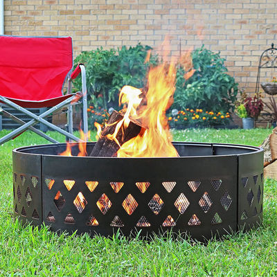 Outdoor Patio Backyard Garden Bonfire Camping Fire Pit Ring with Poker 360 Degree Round