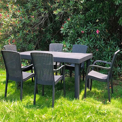 Leisure Outdoor High Back Stackable Plastic Armchair for Villa Patio Garden Coffee Dining