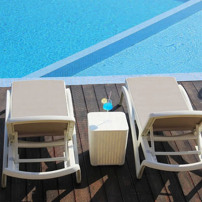 Outdoor Garden Plastic Teslin Stackable Chaise Sun Lounger Chair for Hotel Beach Patio