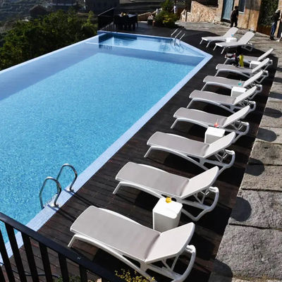 Outdoor Garden Plastic Teslin Stackable Chaise Sun Lounger Chair for Hotel Beach Patio