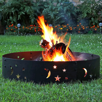 Outdoor Patio Black Bonfire Camping 360 Degree Round Heavy Duty Portable Wood Burning Firepit with Poker