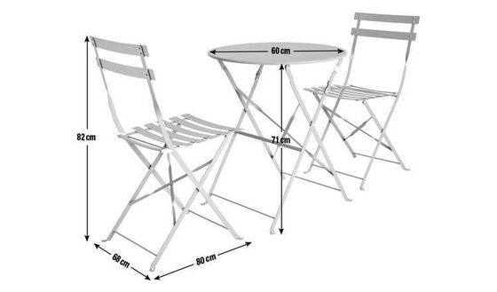 Stylish Metal Steel Garden Set for Patio Garden Cottage W80xD68xH82cm Outdoor Bistro Set