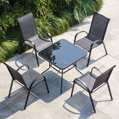 Leisure Outdoor Furniture Metal Teslin Mesh Armchair for Garden Balcony Patio Coffee