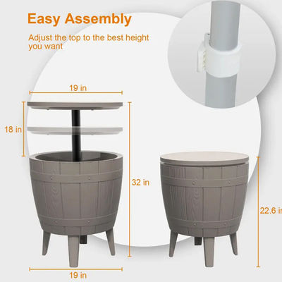 Foldable Outdoor Camping Picnic Beach Cafe Bistro Bar Chill Ice Cooler Lift Top Wine Beer Table with Storage