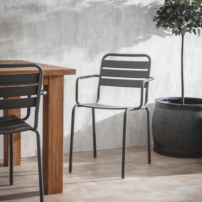 Modern Design AJUNION Metal Steel Garden Seating Armchairs in H85 x W52 x D47cm Size