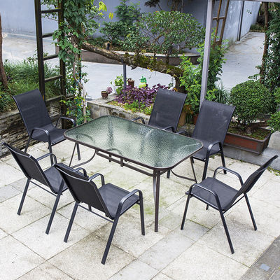 Leisure Outdoor Furniture Metal Teslin Mesh Armchair for Garden Balcony Patio Coffee
