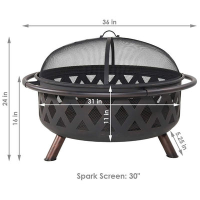 Outdoor Patio Backyard Garden Bonfire Camping Metal Fire Pit Bowl with Poker and Cover