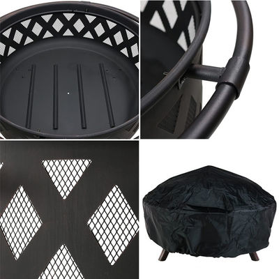 Outdoor Patio Backyard Garden Bonfire Camping Metal Fire Pit Bowl with Poker and Cover