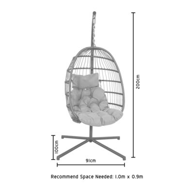Steel Frame W100xL95xH200cm Patio Garden Swing Hanging Chair for Outdoor Relaxation