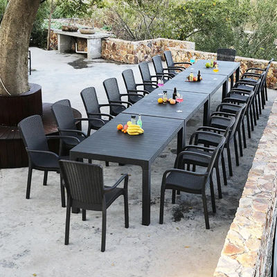 Custom Logo Nordic Plastic Rattan Dinning Table and Chair Set for Leisure Stackable Design