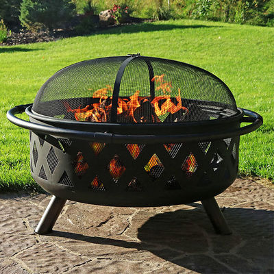 Outdoor Patio Backyard Garden Bonfire Camping Metal Fire Pit Bowl with Poker and Cover