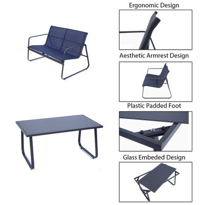 Sturdy and Stylish AJUNION 4 Piece Outdoor Furniture Steel Metal Garden Set for Patio