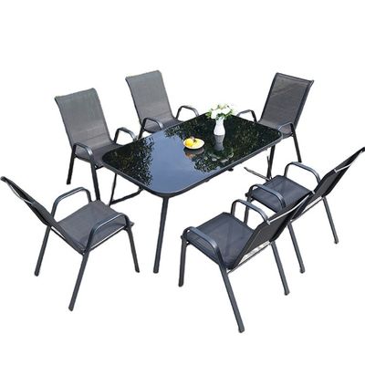 Nordic Metal Glass Top Table and Chair for Outdoor Patio Garden Balcony Cafe Restaurant
