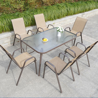 Nordic Metal Glass Top Table and Chair for Outdoor Patio Garden Balcony Cafe Restaurant