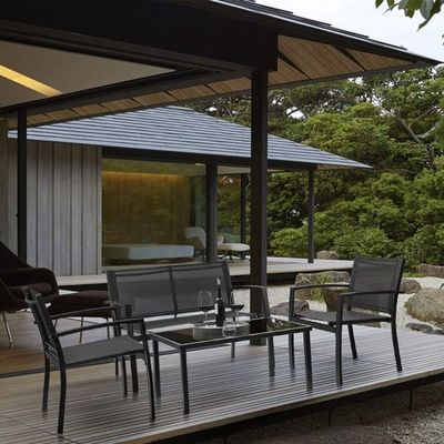 Modern and Stylish AJUNION 4 Piece Steel Garden Furniture Sofa Set with Coffee Table