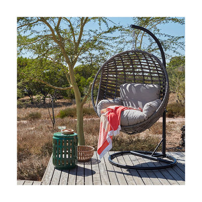Metal Frame All Weather Hanging Chair with Polyester Cushion and Garden Single Seating
