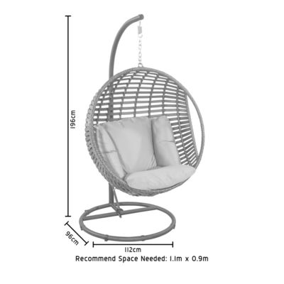 Metal Frame All Weather Hanging Chair with Polyester Cushion and Garden Single Seating