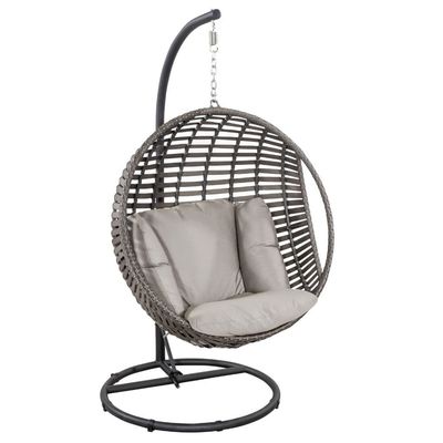 Metal Frame All Weather Hanging Chair with Polyester Cushion and Garden Single Seating