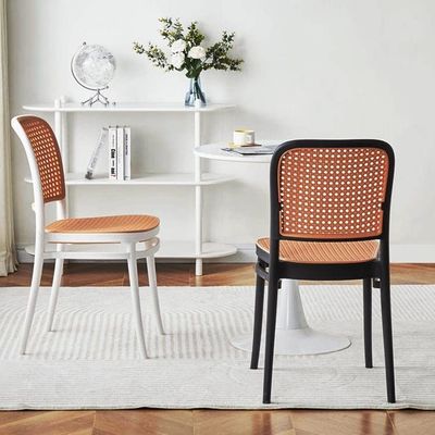 Nordic Stackable PP Plastic Rattan Dinner Chair for Outdoor Garden Cafe Restaurant