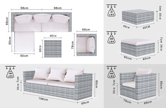 Mail Packing Y AJUNION Wicker Rattan Garden Sofa Set Outdoor Furniture Sectional