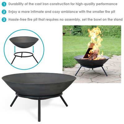 Stocked Round Firepit for Wood Burning in Backyard Garden and Outdoor Gatherings