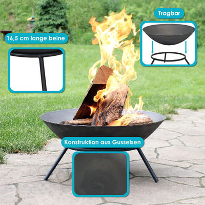 Stocked Round Firepit for Wood Burning in Backyard Garden and Outdoor Gatherings