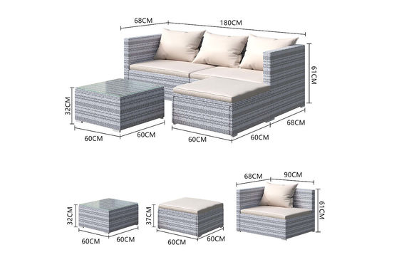 AJUNION Wicker Rattan Garden Sofa Outdoor Lounge Set 4 Piece with Y Mail Packing