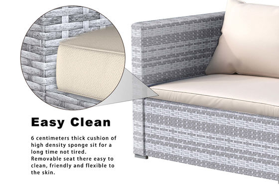 AJUNION Wicker Rattan Garden Sofa Outdoor Lounge Set 4 Piece with Y Mail Packing