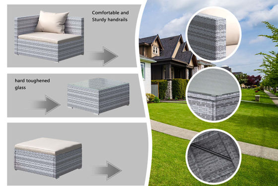 AJUNION Wicker Rattan Garden Sofa Outdoor Lounge Set 4 Piece with Y Mail Packing