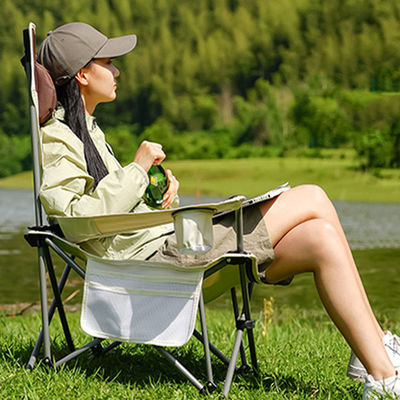 Outdoor Camping Portable Folding Beach Chair with Armrest and Removable Armrest Design