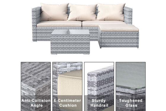 AJUNION Wicker Rattan Garden Sofa Outdoor Lounge Set 4 Piece with Y Mail Packing