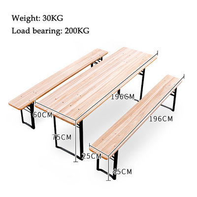 Outdoor Portable Patio Bar Solid Wood Rectangular Folding Table and Benches Chair Set