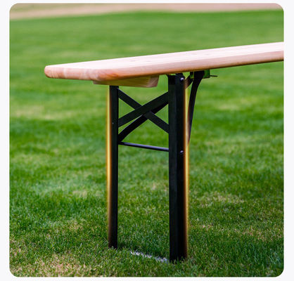 Outdoor Portable Patio Bar Solid Wood Rectangular Folding Table and Benches Chair Set