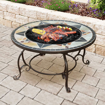 Outdoor Garden Picnic Firepit with Portable Wood Burning Firepit and Korean Charcoal BBQ