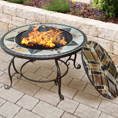Outdoor Garden Picnic Firepit with Portable Wood Burning Firepit and Korean Charcoal BBQ