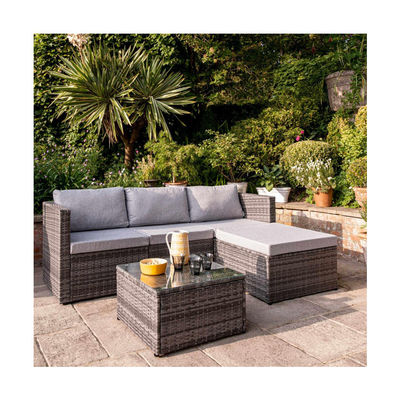 Leisure Outdoor AJUNION 4 Seat Wicker Rattan Garden Furniture Sofa Corner Lounge Set