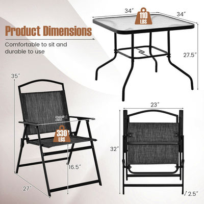 Mail Packing Square Dining Table and Teslin Chair Set for Outdoor Garden Cafe Restaurant