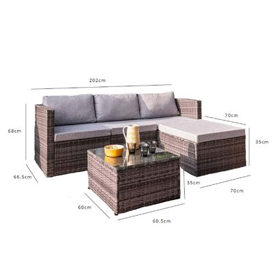 Leisure Outdoor AJUNION 4 Seat Wicker Rattan Garden Furniture Sofa Corner Lounge Set