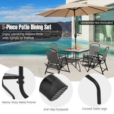 Mail Packing Square Dining Table and Teslin Chair Set for Outdoor Garden Cafe Restaurant
