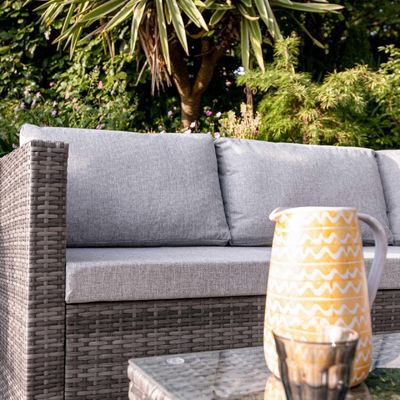 Leisure Outdoor AJUNION 4 Seat Wicker Rattan Garden Furniture Sofa Corner Lounge Set