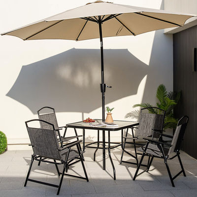 Mail Packing Square Dining Table and Teslin Chair Set for Outdoor Garden Cafe Restaurant
